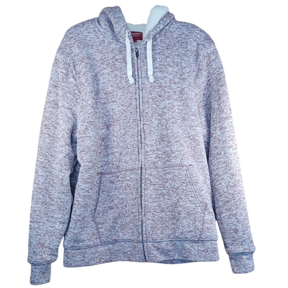 Arizona Jean Co. Women's XL Burgundy Heather Sherpa-Lined Full-Zip Hoodie Jacket
